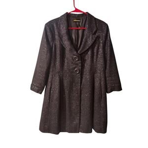Metro Style Wool Blend Navy Peacoat Glittery Size 16 3/4 Sleeve
